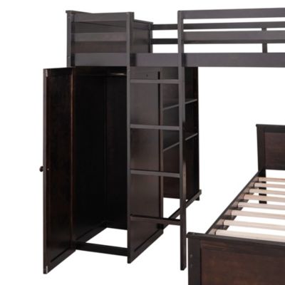 Full-Size Loft Bed with Twin Bed, Storage, and Desk