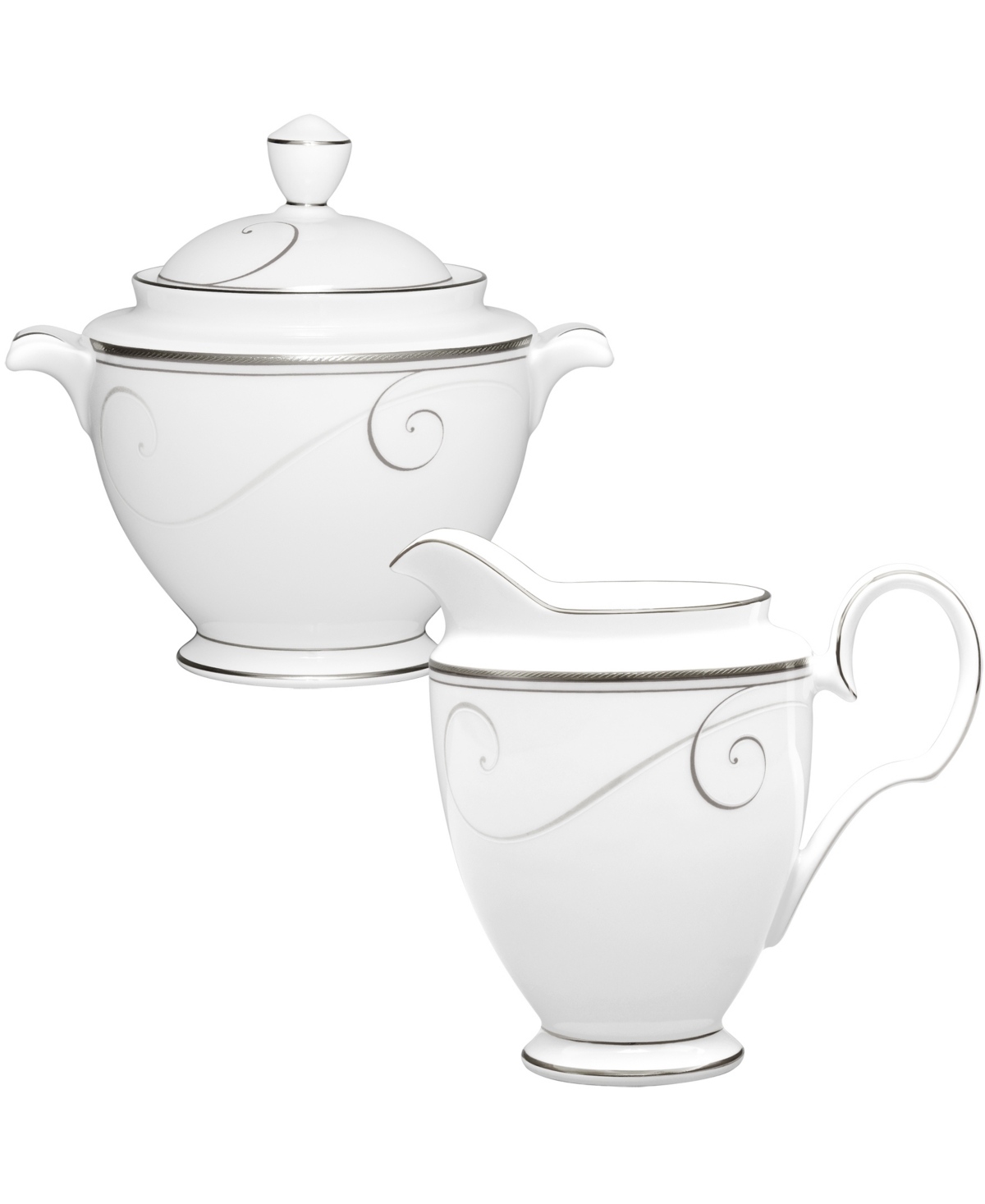 Noritake Platinum Wave Sugar Creamer Set In White