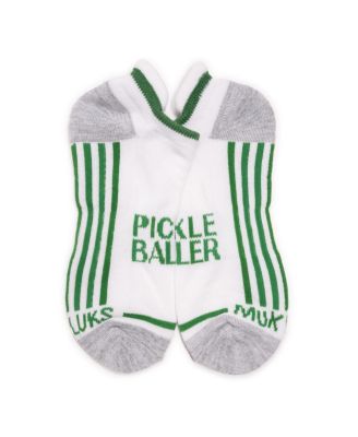 Men's 6 Pack Pickleball Ankle Socks, Black/Green, One Size