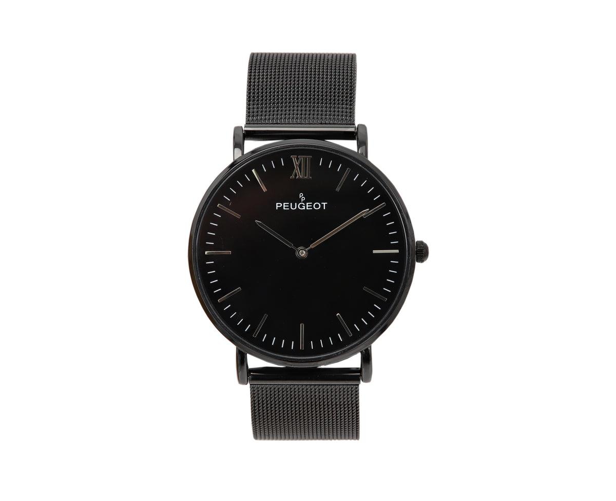 Men's Ultra Slim Watch with Pvd Plated Black Mesh Band - Black
