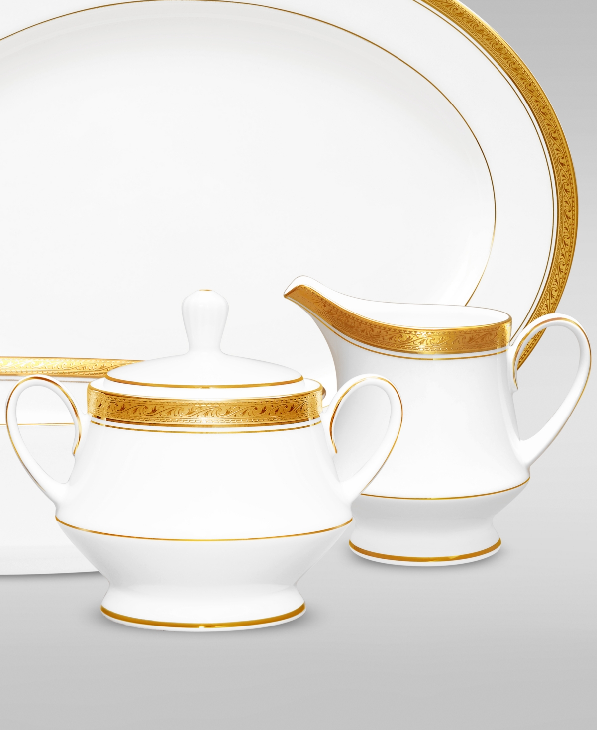 Noritake Crestwood Gold Sugar Creamer Set In White