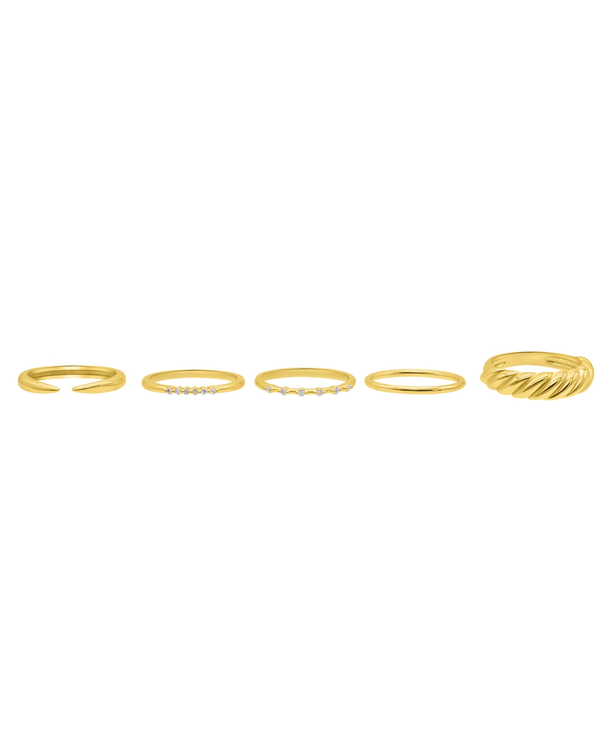 Adornia Set Of 5 Mixed Cz Stackable Rings In Gold