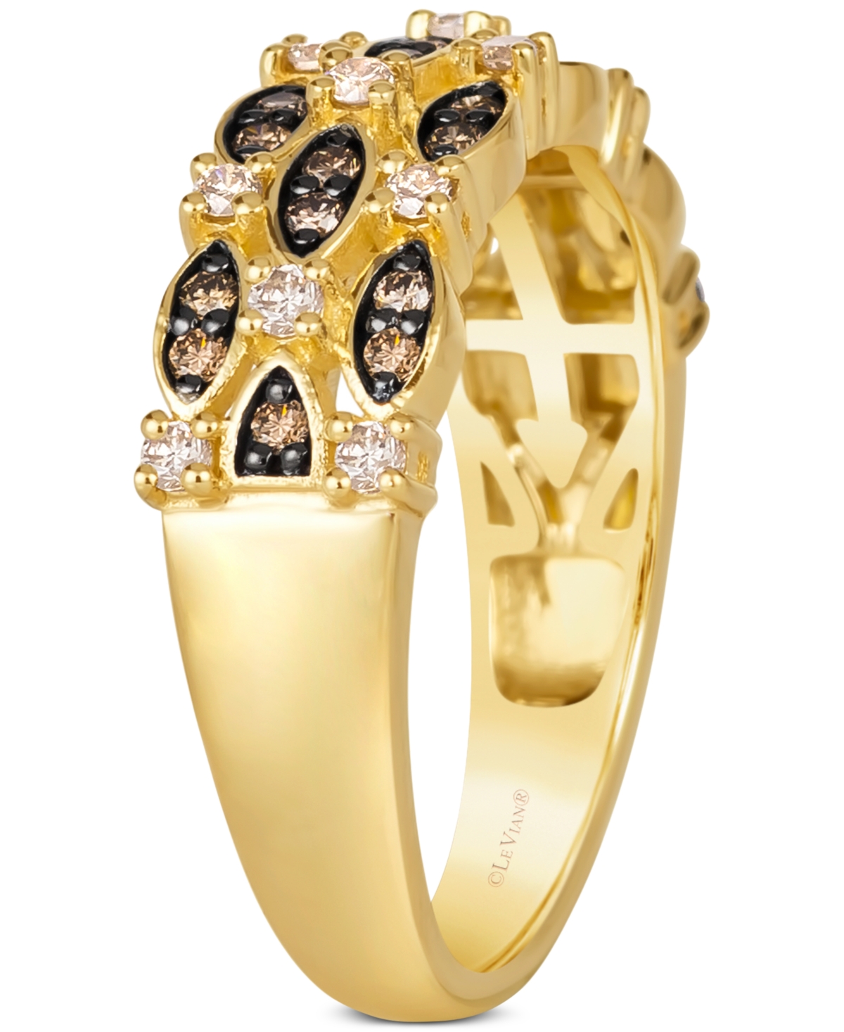 Le Vian Nude Diamond & Chocolate Diamond Openwork Triple Row Statement Ring (3/8 Ct. T.w.) In 14k Gold In No Color