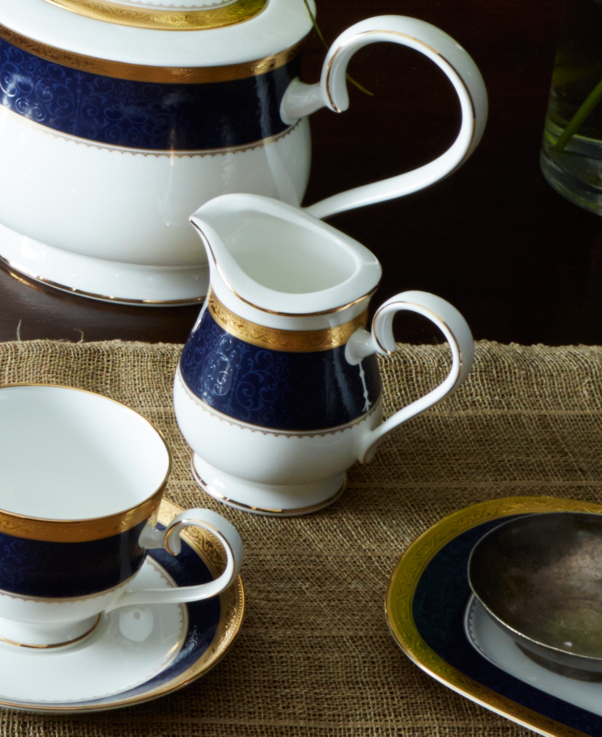 Noritake Odessa Cobalt Gold Sugar Creamer Set In Blue