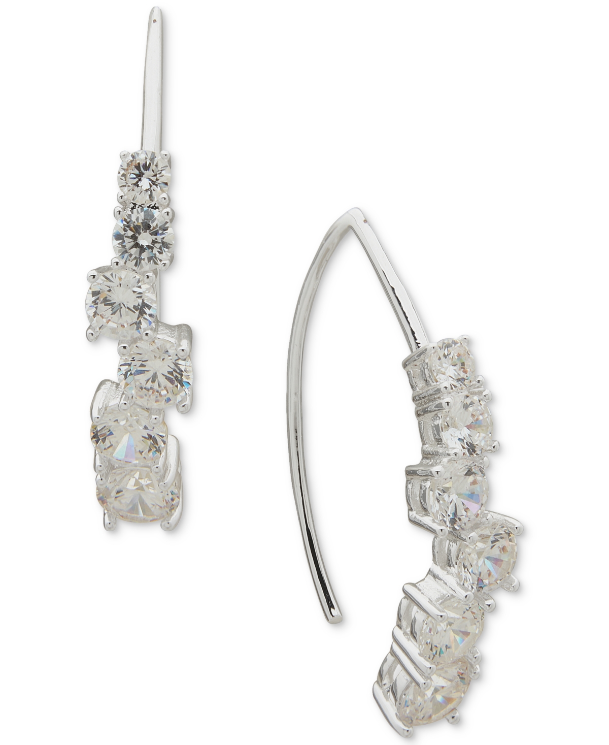 Silver-Tone Cubic Zirconia Threader Earrings - Crystal