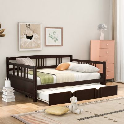 Streamdale Full Size Daybed Wood Bed With Twin Size Trundle