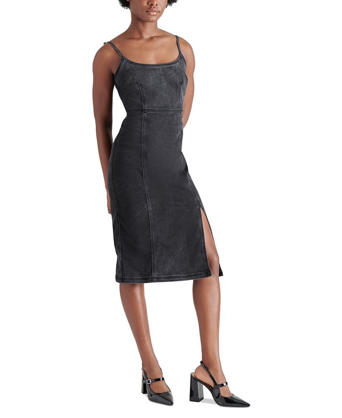 Abito Midi Denim Steve Madden Giselle – Vestito Senza Maniche Con Spalline Regolabili, Cerniera Posteriore, Colore Blu Denim, Taglia 34 - 3
