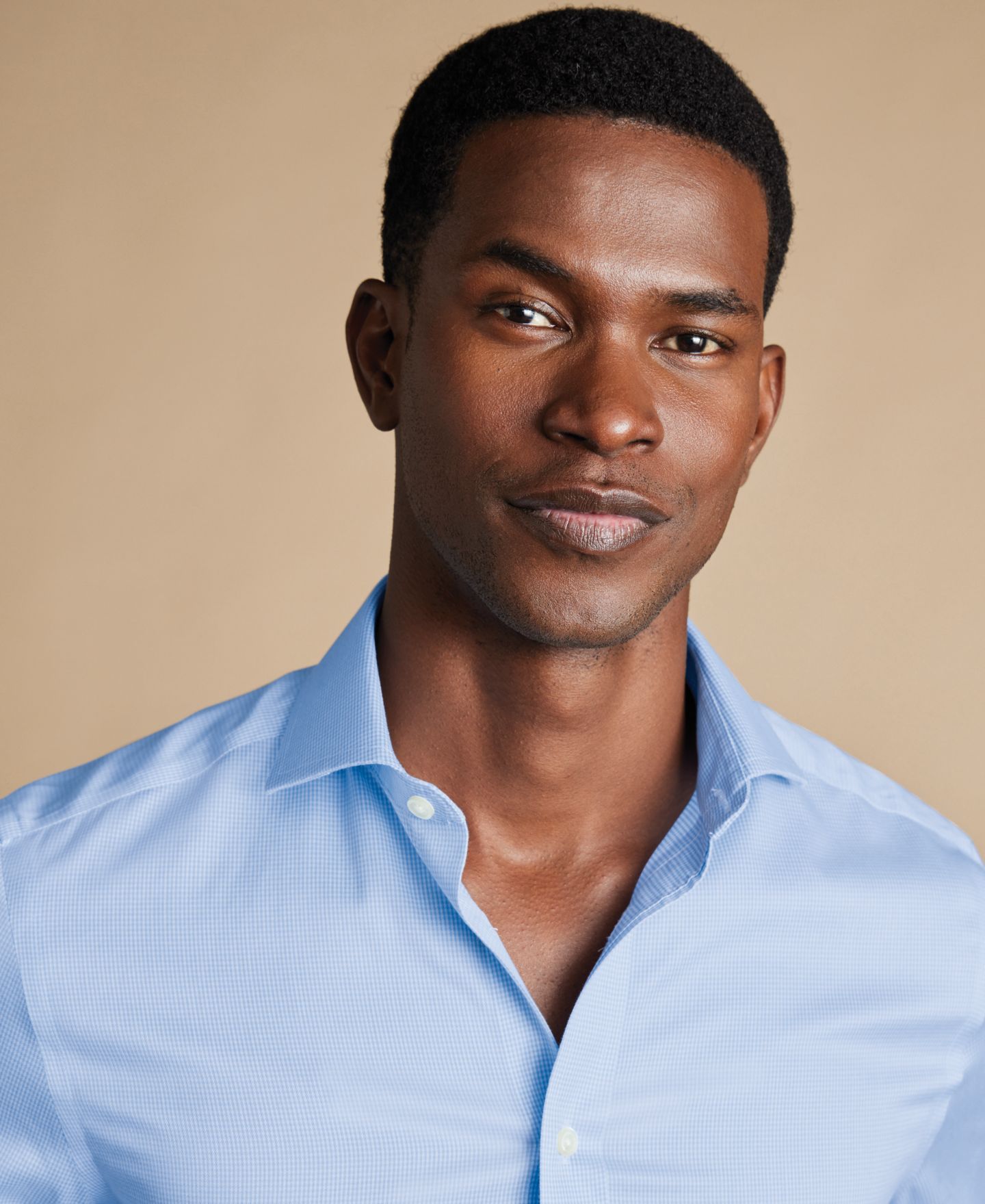 Мужская рубашка Charles Tyrwhitt Slim-Fit Non-Iron Puppytooth Dress Shirt, цвет: Небесно-голубой — фото 2