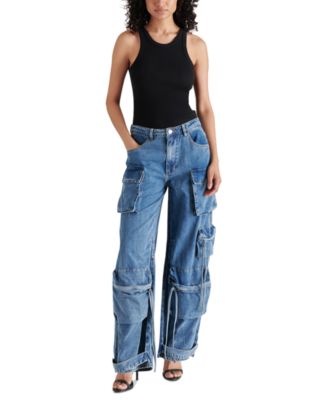 Steve Madden - Women's Duo Denim Cotton Cargo Pants