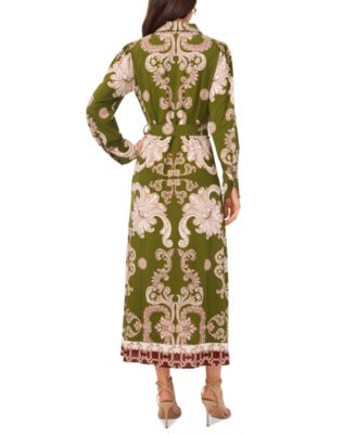 Women's Paisley Tie-Waist Maxi Shirtdress