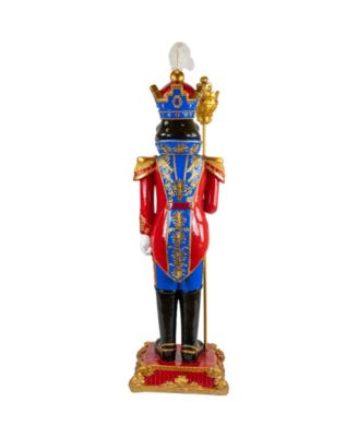 White and Gold Standing Christmas Nutcracker Soldier Holding a Sceptor 6.5 ft