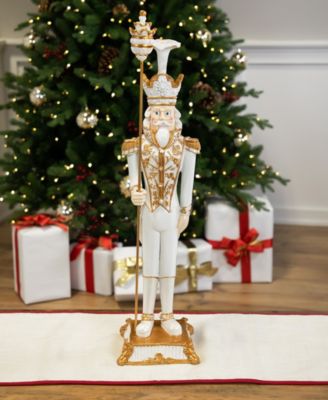 Blue and Red Standing Christmas Nutcracker Soldier Holding a Sceptor 25.75"