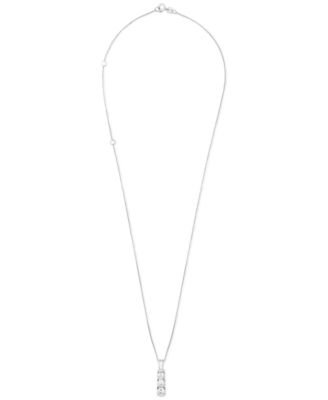 Diamond Graduated Three Stone Pendant Necklace (1 ct. t.w.) in 14k White or Yellow Gold, 18" + 2" extender, Created for Macy's