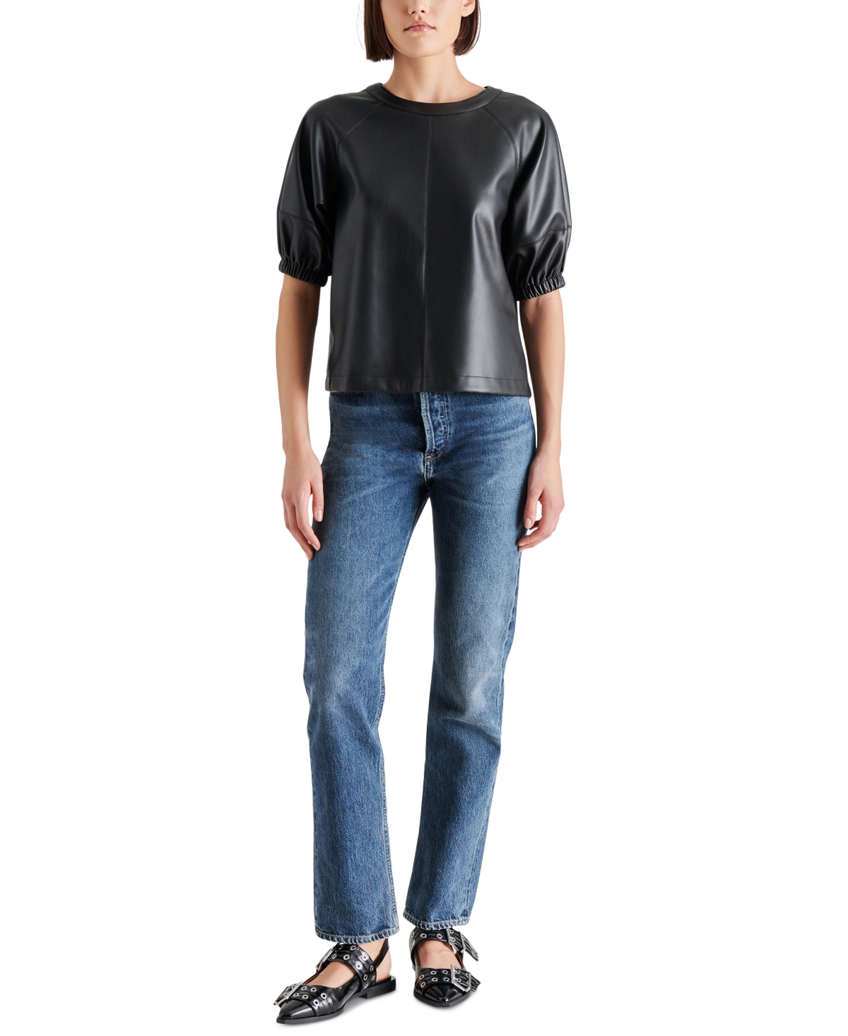 Steve Madden Women's Reilly Faux-Leather Top