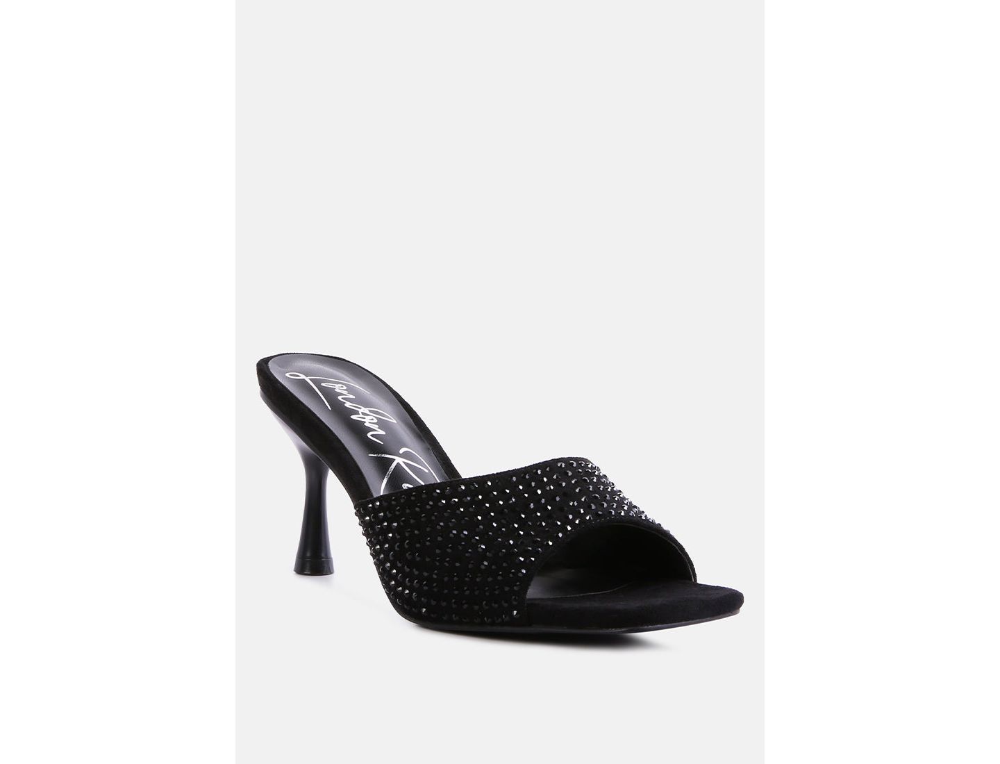 Женские сандалии London Rag Imprint Heat Set Diamante Slip On, цвет: Чёрный — фото 1