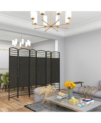 6 Panel Room Divider, Folding Screen, 5.6', Black