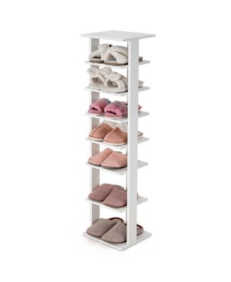 7-Tier Slim Wooden Vertical Shoe Rack for Entryway-White