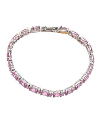 Suzy Levian Sterling Silver Sapphire & Created White Sapphire Oval-cut Tennis Bracelet