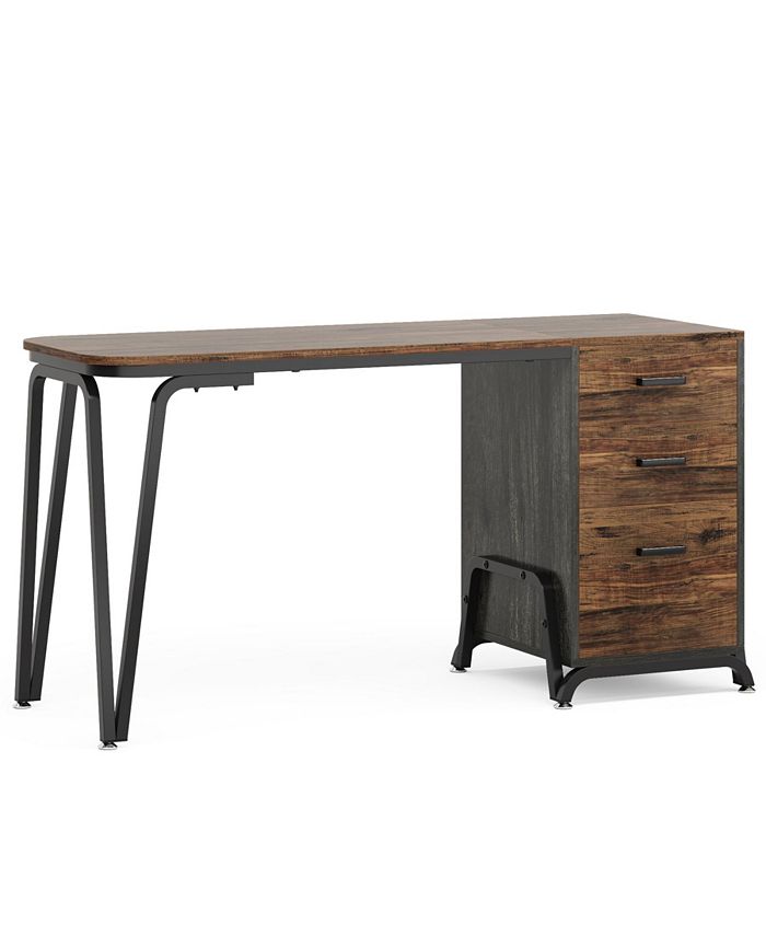 Tribesigns Computer Desk with 3 Drawers, Industrial Home Office Desks with Reversible Drawer