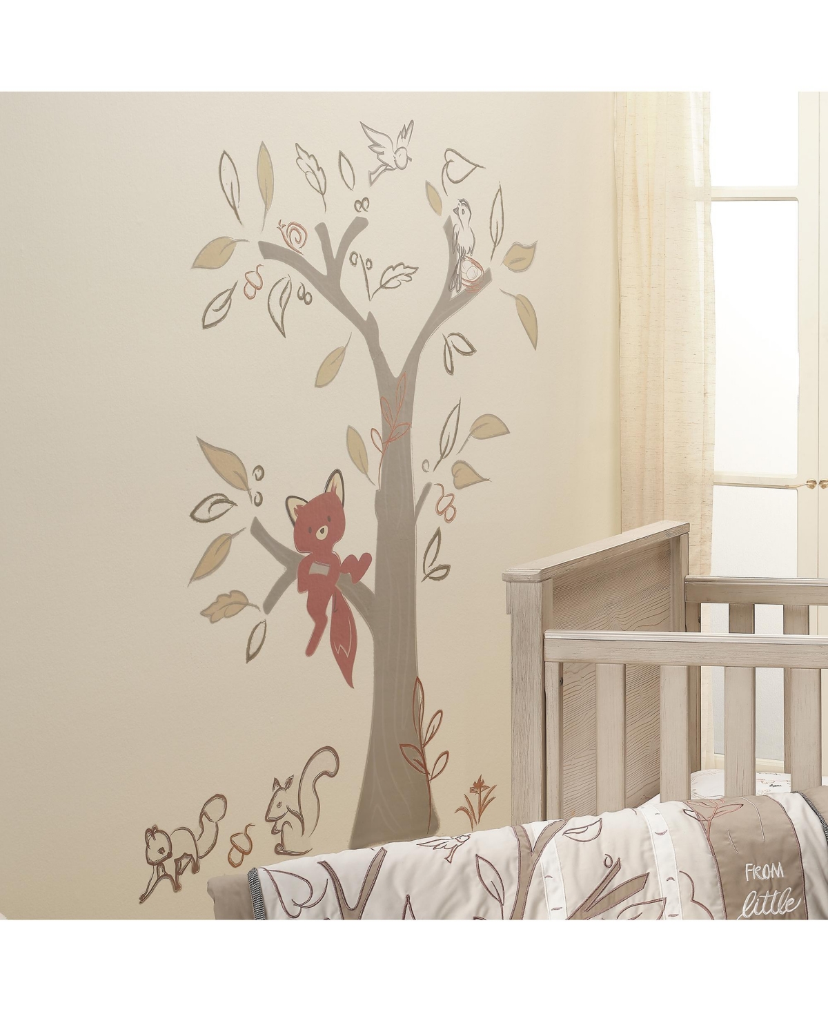 Lambs & Ivy Treetop Fox Beige Tree w/ Woodland Animals Wall Decals/Stickers