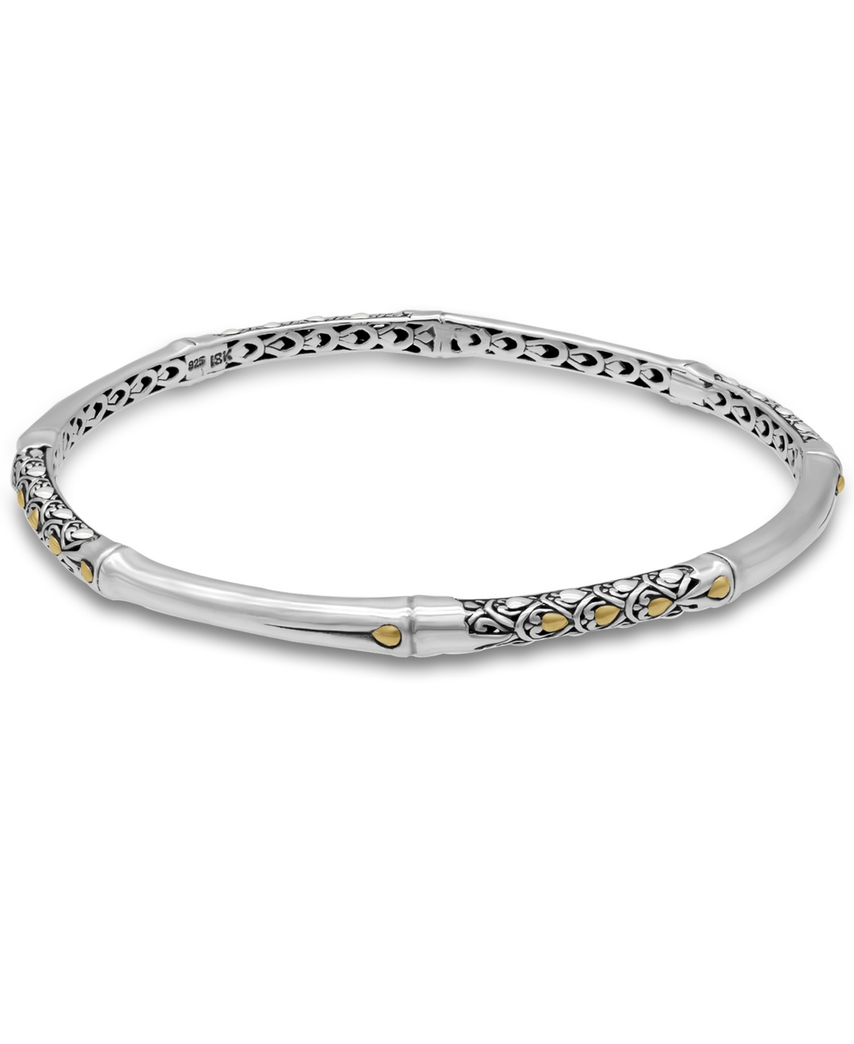 Devata Bali Bamboo Slide-on Bangle Bracelet in Sterlingand 18K Gold - Silver