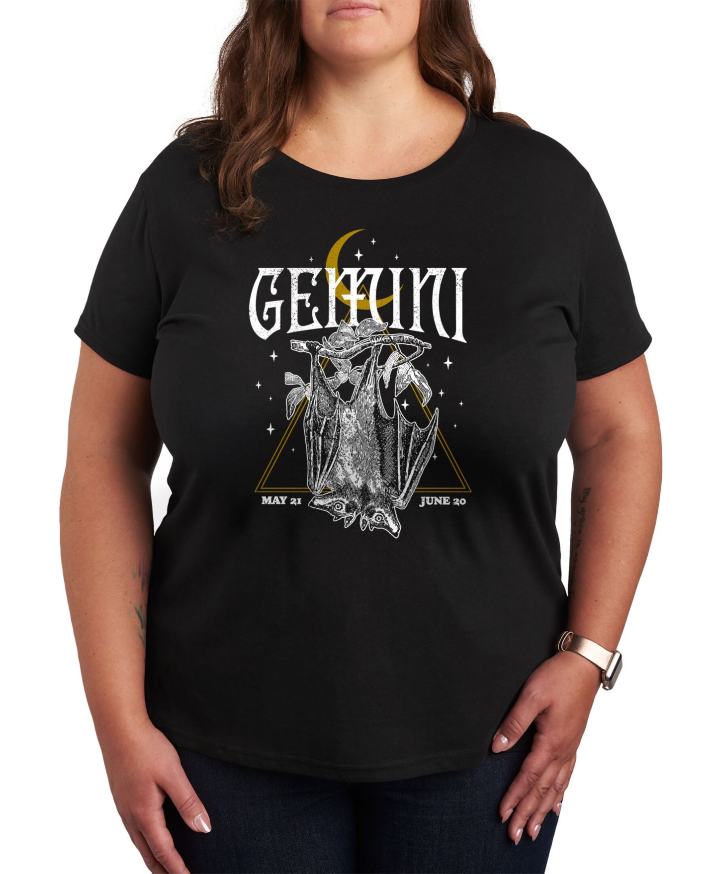 Женская футболка Hybrid Apparel Gemini Bats Plus Size Graphic, цвет: Чёрный — фото 1