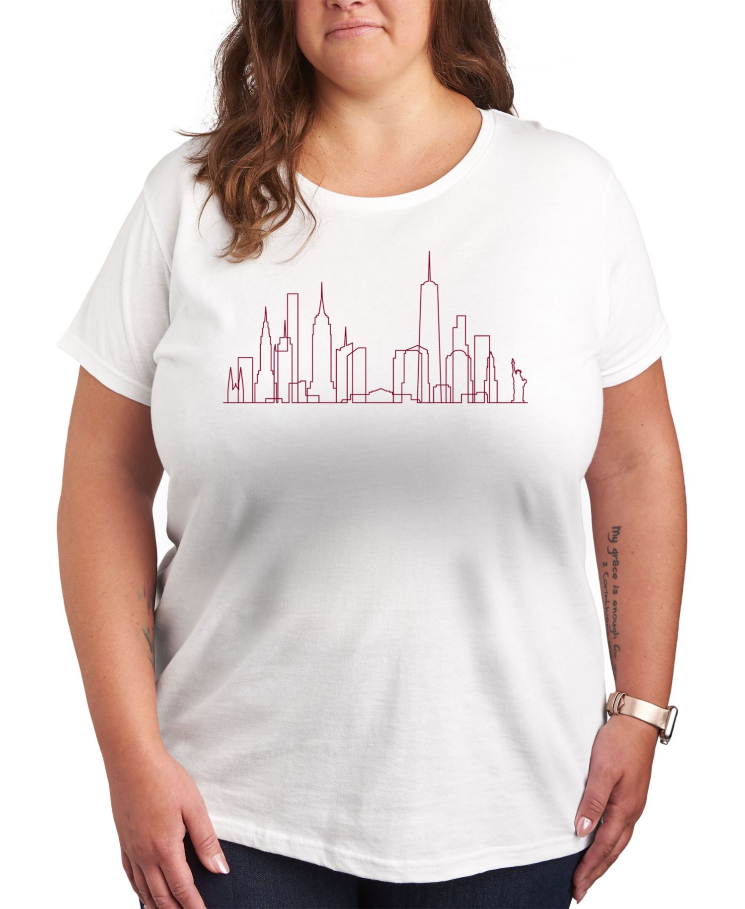 NYC Skyline Line Art Plus Size Graphic T-Shirt