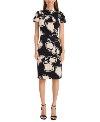 maggy london black and white dress Maggy London Mock Neck Midi Sheath Dress main image 1