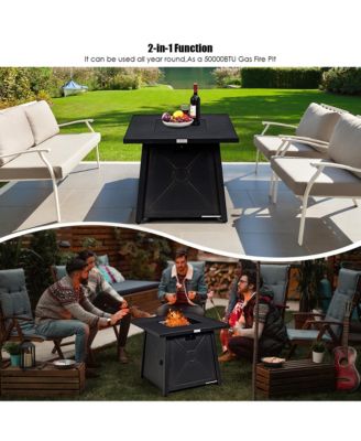 30'' Square Propane Gas Fire Pit Table 50,000 BTU W/ Waterproof Cover