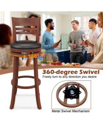 Set of 2 360° Bar Stools with PU Upholstered Seats