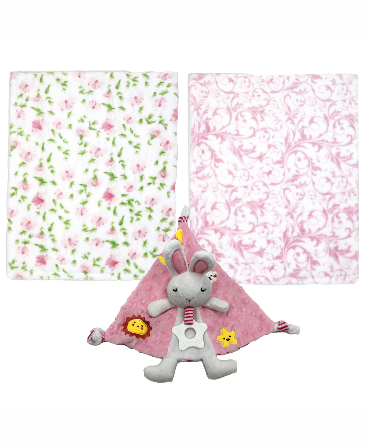 Tendertyme Baby Boys and Baby Girls 3 Piece Fleece Blanket and Taggy Toy Gift Assortment