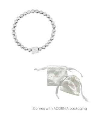 Silver Crystal Initial Cube Stretch Bracelet
