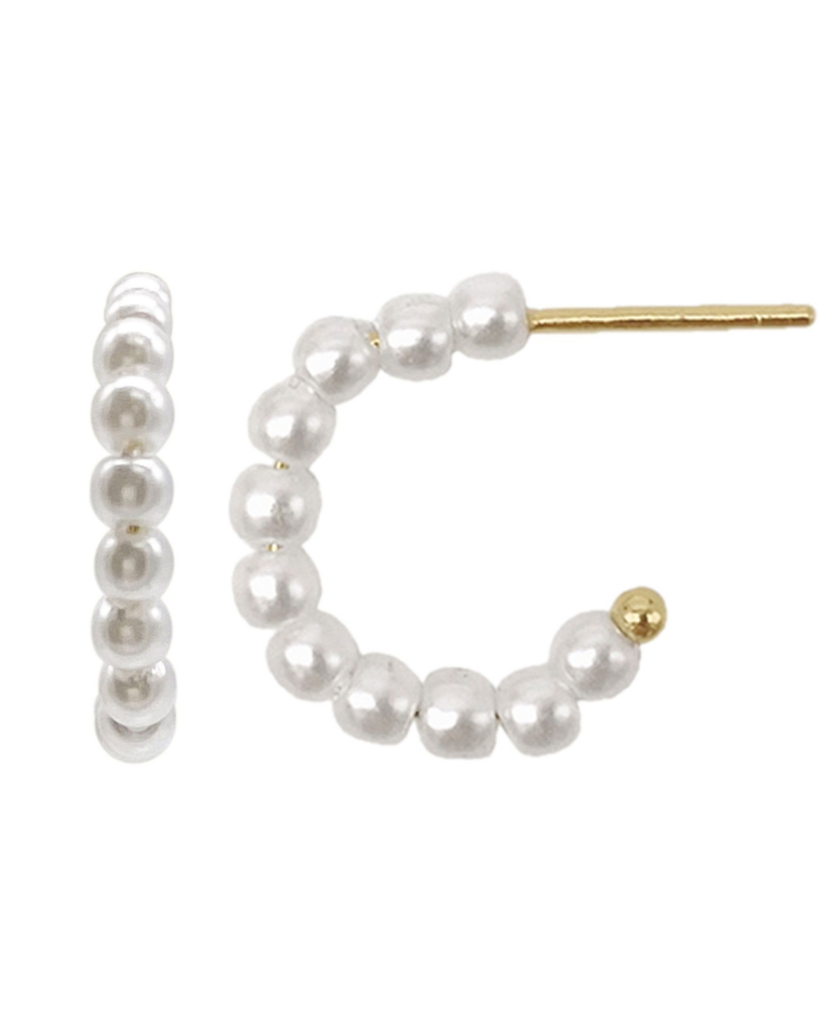 Adornia Gold Cultivated Pearl Huggie Hoops In White