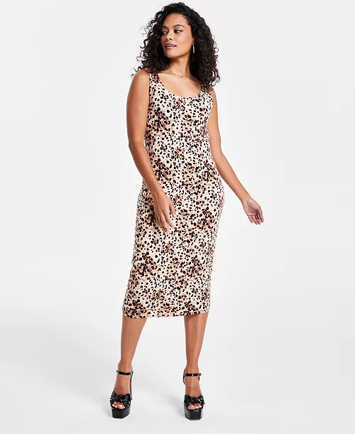 petite animal-print bodycon midi dress, created for macy's