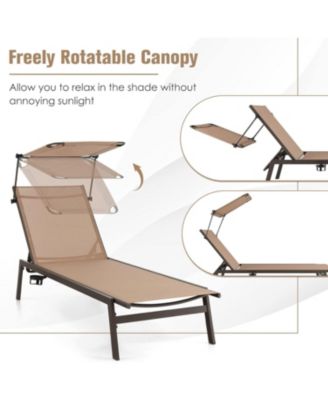 Outdoor Chaise Lounge Chair with Sunshade and 6 Adjustable Position
