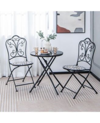 23 Inch Round Bistro Table with Tempered Glass Tabletop