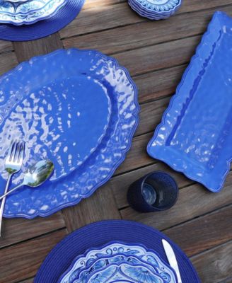 Blue Indigo Crackle 2 Pc Platter Set, Service For 2