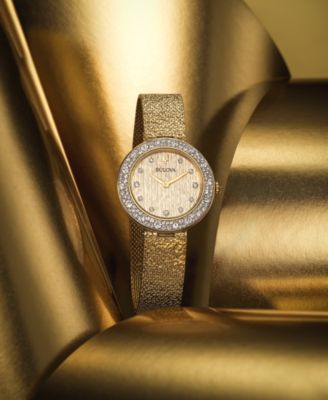 Women's Crystal Gold-Tone Stainless Steel Mesh Bracelet Watch 32mm