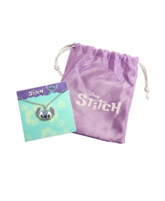 Lilo and Stitch Fashion Stitch Pave Pendant Necklace, 16+3" Silver Chain