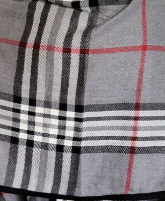 Women's Solid Border Plaid Rounded Edge Wrap