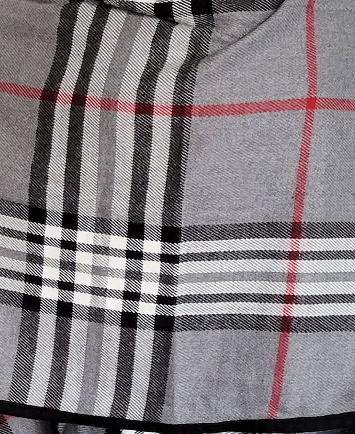 Fraas Women's Solid Border Plaid Rounded Edge Wrap In Grey