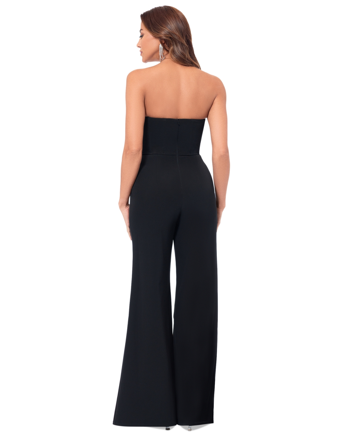 Betsy & Adam Women's Floral-Embellished Strapless Jumpsuit