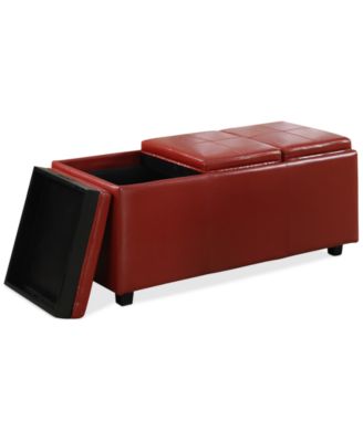 Avalon Faux Leather Storage Ottoman with 3 Trays