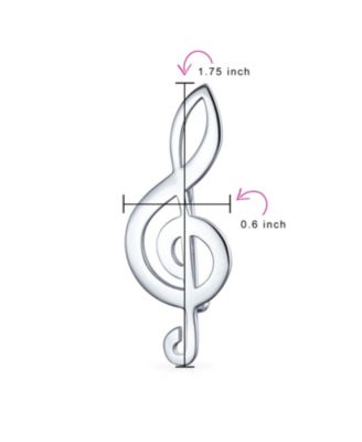 Large Classic Musical Treble G Clef Note Brooch Pin Musician Teacher Student Sterling Silver