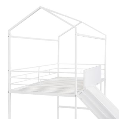 Twin Loft Bed with Slide and Writable Board