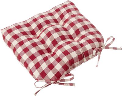Country Living Gingham Plaid Checkered Country Farmhouse Chair Cushion Pads - 6 Piece  16 in. L x 15 in. W x 3.5 in. D