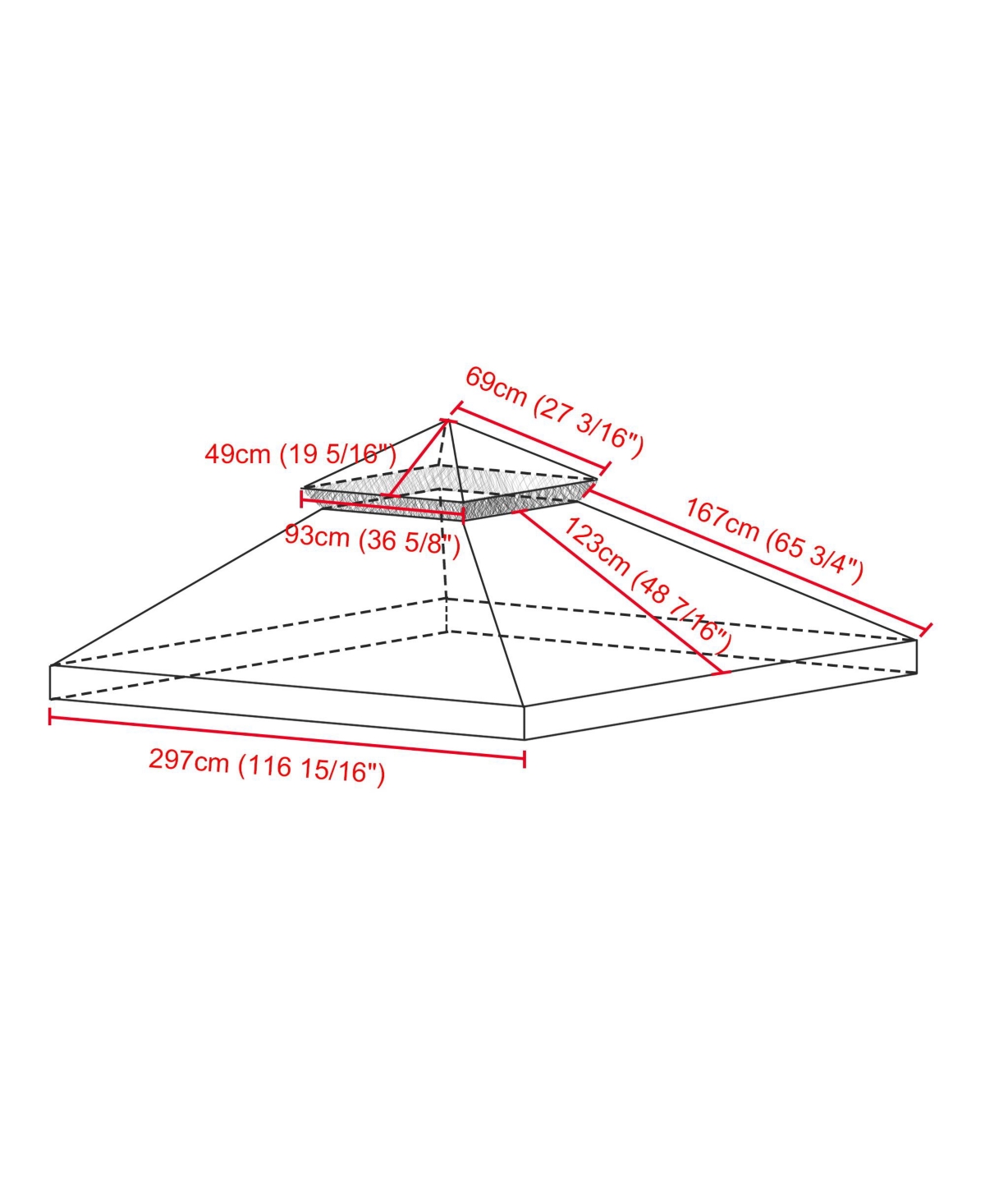 117"x117" Canopy Top Replacement Y00397T07 Ivory for Smaller 10'x10' Dual-Tier Gazebo Cover Patio Garden Outdoor