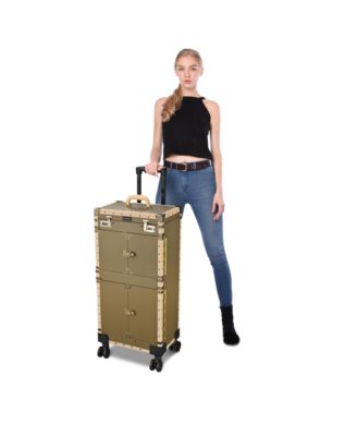 Bronze Rolling Hair Stylist Salon Makeup Cosmetic Case Artists Train Trimmer Box