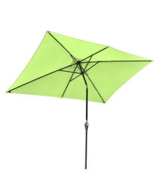 10x6.5FT Rectangle Outdoor Solar LED Patio Umbrella with Crank Tilt for Table Market Yard Deck Pool Party Green