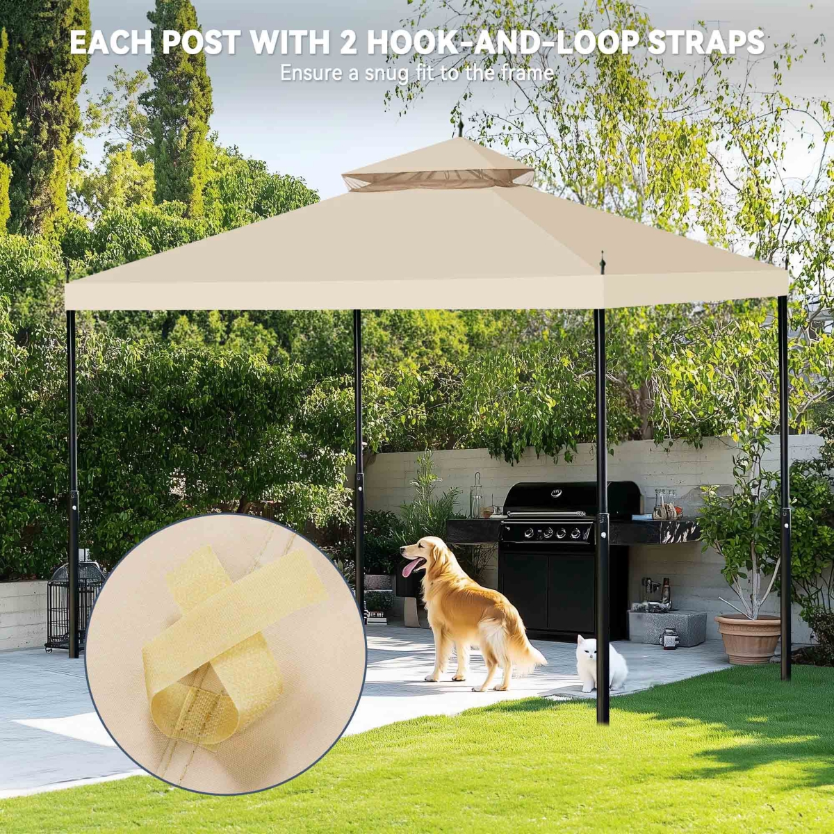 Yescom 10'x10' Water Resistant Canopy Top Replacement for Arrow Gazebo dual Tier Beige Outdoor MS17-301-004-20